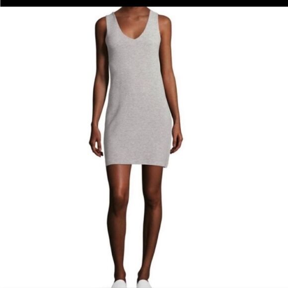 French Connection Grey Ribbed Tank Dress Pockets Womens 10 NWT - Picture 3 of 11